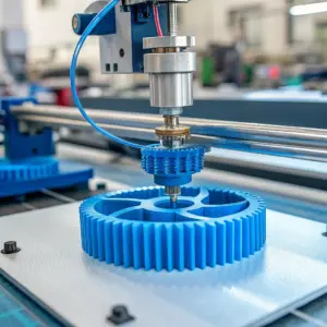 Impresora 3D en funcionamiento dentro de un Fablab escolar.